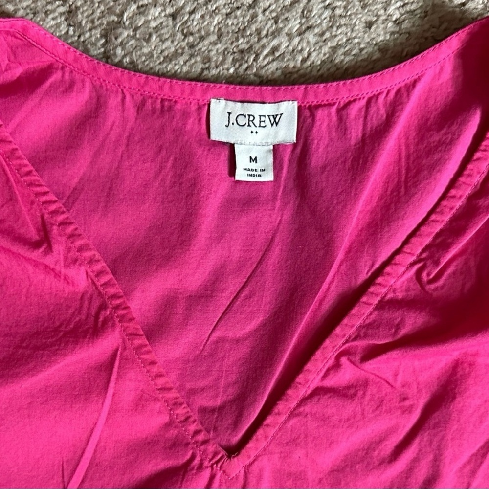 J.Crew Pink Ruffle Sleeve V-Neck Top Size M – Sleeveless Summer Blouse - Picture 2 of 4